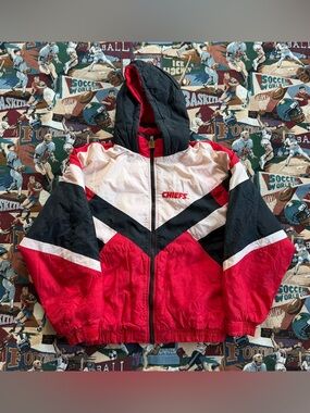 Vintage 90s Kids Game Day NFL Kansas City Chiefs Red Puffer Jacket